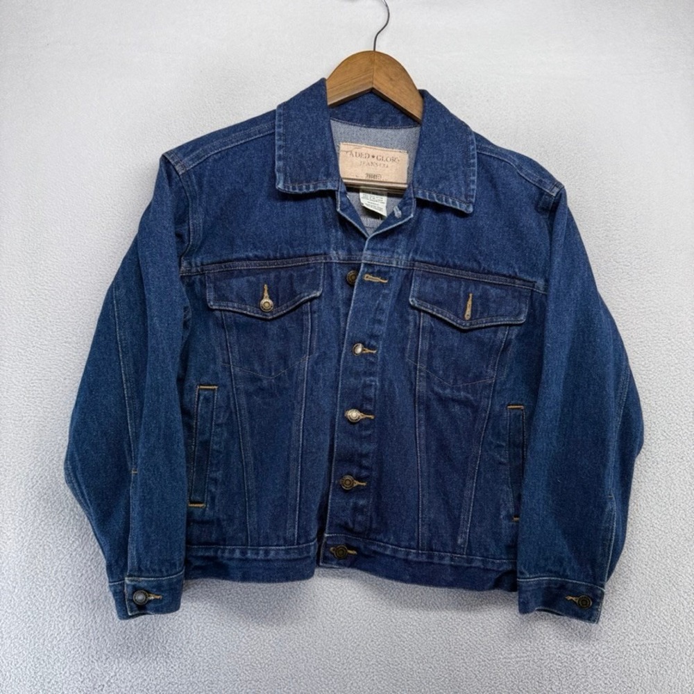 Vintage Faded Glory Denim Jacket Boys Medium 10/12 Dark Blue Jean Trucker Cotton